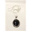 Image 1 : 16)  NATURAL OVAL BLACK ONYX PENDANT ON