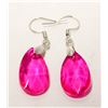 Image 1 : 12)  HOT PINK PEAR SHAPED CRYSTAL DROP