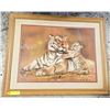 Image 1 : VINTAGE PRINT "BENGAL TIGER & CUB" 32 X 25"
