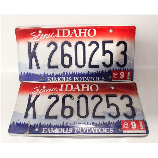 MATCHING IDAHO LICENSE PLATES
