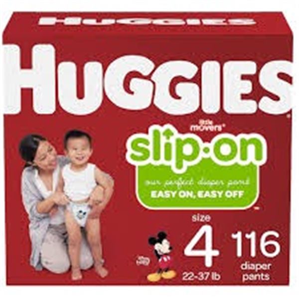 NEW 116 DIAPERS HUGGIES SLIP ON SIZE 4