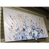 Image 1 : NEW BLUE & YELLOW FLOWERS CANVAS 29" X 58"