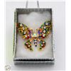 Image 1 : NEW BUTTERFLY BROOCH GREEN GOLD AND RHINESTONES