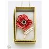 Image 1 : NEW POPPY BROOCH RED AND GOLD TONED METAL BLACK