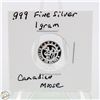 Image 1 : #3348- CANADIAN .999 FINE SILVER 1 GRAM TOKEN