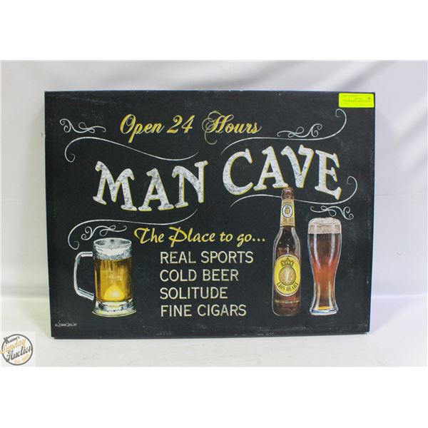 CANVAS WALL HANGING "MAN CAVE" 17.5" X 21.5"