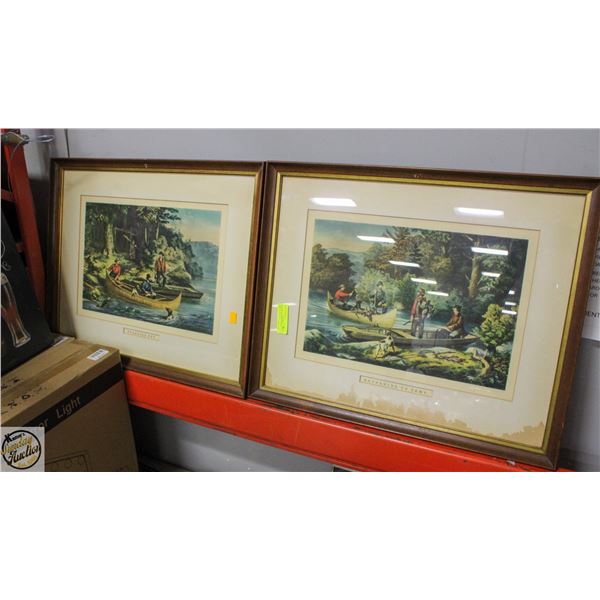 PAIR OF MATCHING VINTAGE FRAMED 21"X26" ART PCS: