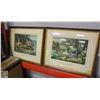 Image 2 : PAIR OF MATCHING VINTAGE FRAMED 21"X26" ART PCS: