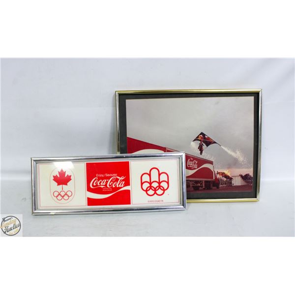 6" X 15" 1972 COCA-COLA COJO FRAMED SIGN+ 11.5" X