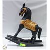 Image 1 : ANTIQUE WOODEN BLACK/GOLD ROCKING HORSE H-20"