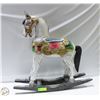 Image 1 : ANTIQUE WOODEN WHITE/MULTI COLOURED ROCKING HORSE