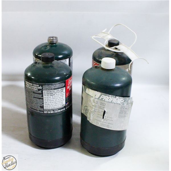 LOT OF 4 MINI GREEN PROPANE TANKS