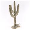 Image 1 : Brass Saguaro Sculpture With Road Runner.