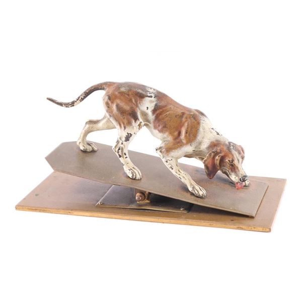 Vintage French Brass Dog Letter Holder.