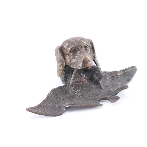 Bronze Bird Dog Ink Well.