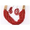 Image 2 : Coral Seed Bead Necklace & Earring Set.