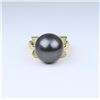 Image 1 : Elegant Tahitian Black Pearl and Diamond Ring