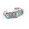 Image 2 : 3 Stone Turquoise & Sterling Cuff.