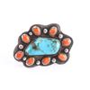 Image 3 : Old Pawn Navajo Turquoise & Coral Ring.