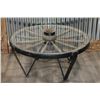 Image 3 : Wagon Wheel Glass Top Coffee Table.