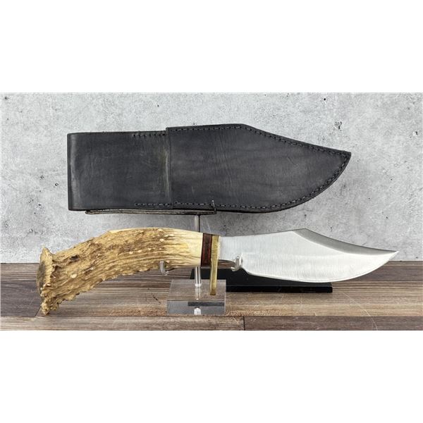 Custom Made Elk Horn Handle Hunting Knife