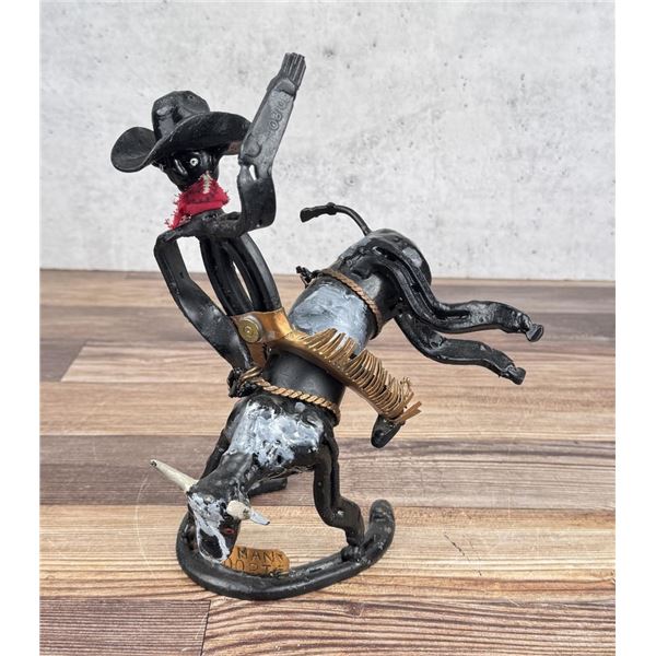 Cowboy Bull Rider Wolfman 100 Horseshoe Art