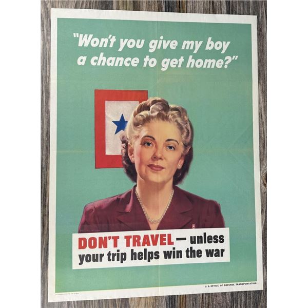 WW2 Give my Boy a Chance to Get Home Poster