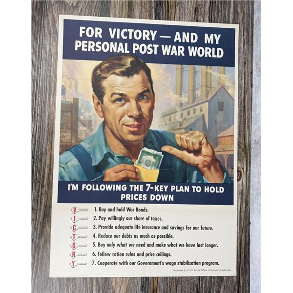WW2 For Victory 7 Key Plan Prices Down Poster