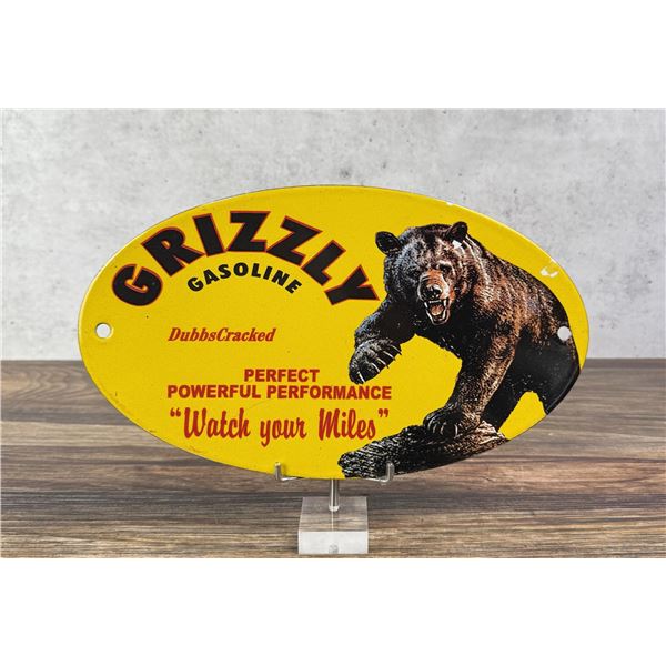 Grizzly Gasoline Montana Porcelain Sign