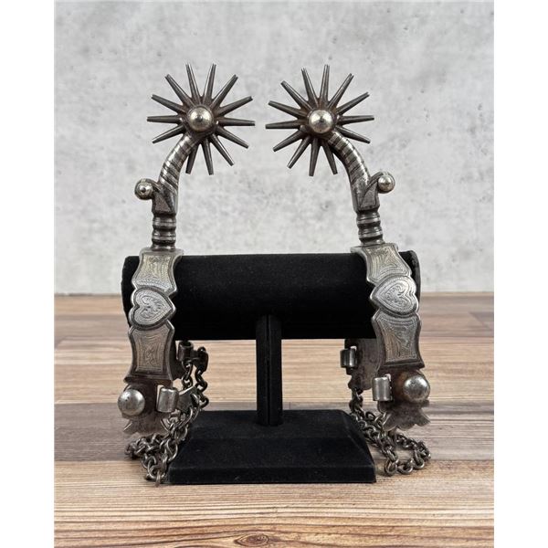G.S. Garcia Heart Silver Inlaid Cowboy Spurs