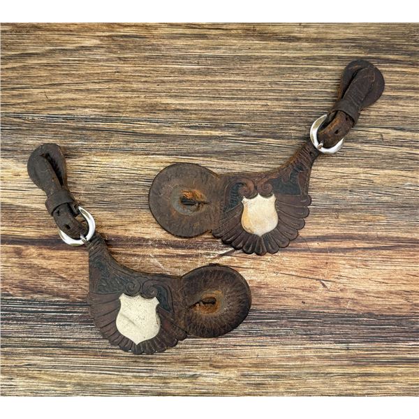 Antique Tooled Leather Cowboy Spur Straps