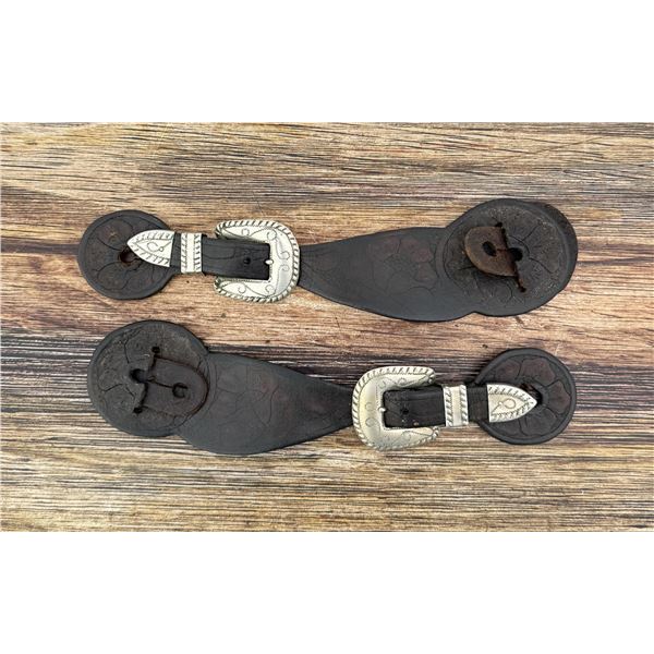 Antique Tooled Montana Cowboy Spur Straps