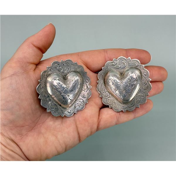 Elmer Miller Sterling Cowboy Heart Spur Conchos