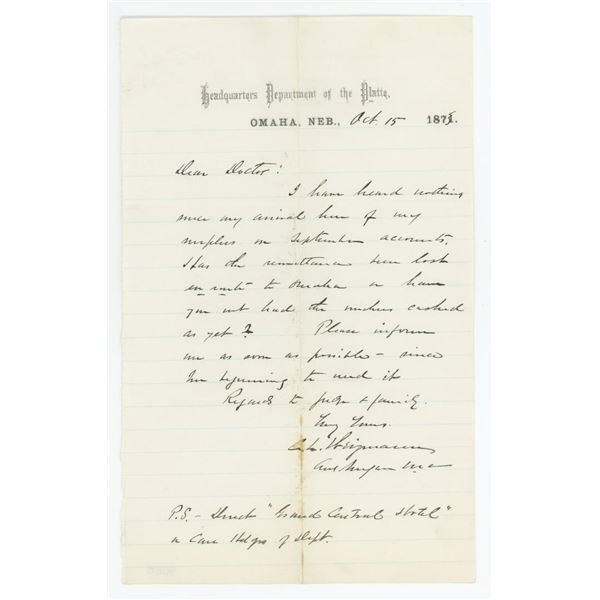 1875 Headquarters Department of the Platte Letter