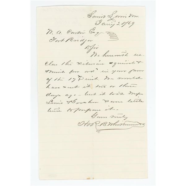 1869 Letter Fort Bridger Wyoming Territory