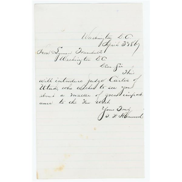 Senator Lyman Trumbull Introduction Letter