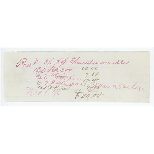 1870 Fort Bridger Wyoming Territory Goods Receipt