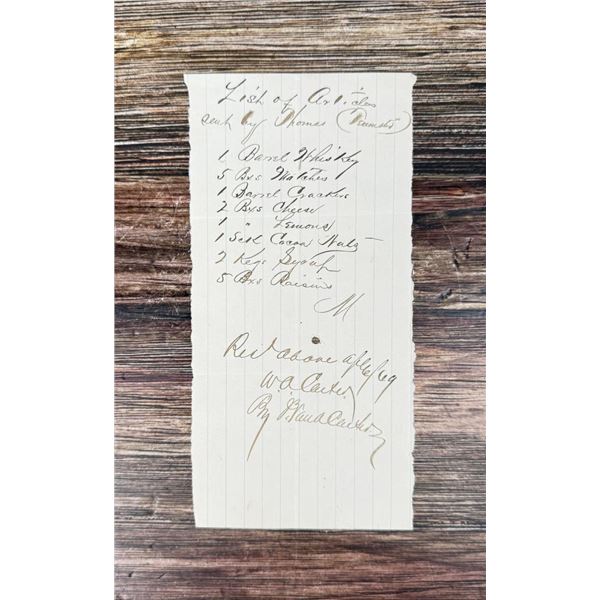 Fort Bridger Wyoming Territory Receipt For Goods