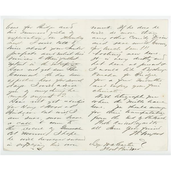 1868 Letter To Fort Bridger Utah Territory