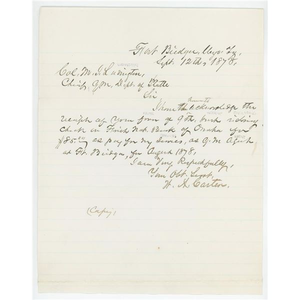 WA Clark Fort Bridger Wyoming Territory Letter