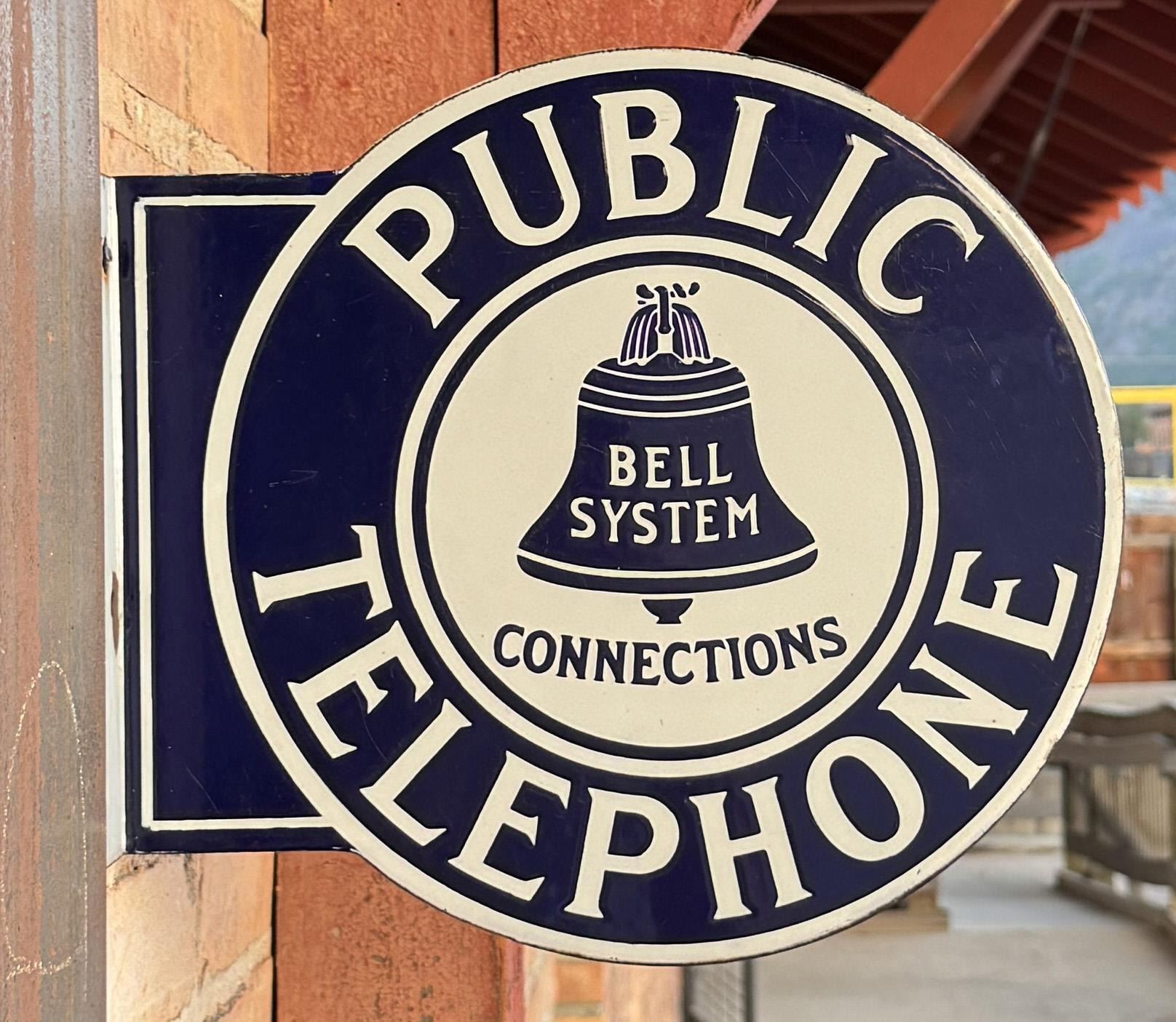 Bell System Signs Porcelain Bell System Public Telephone Flange Sign