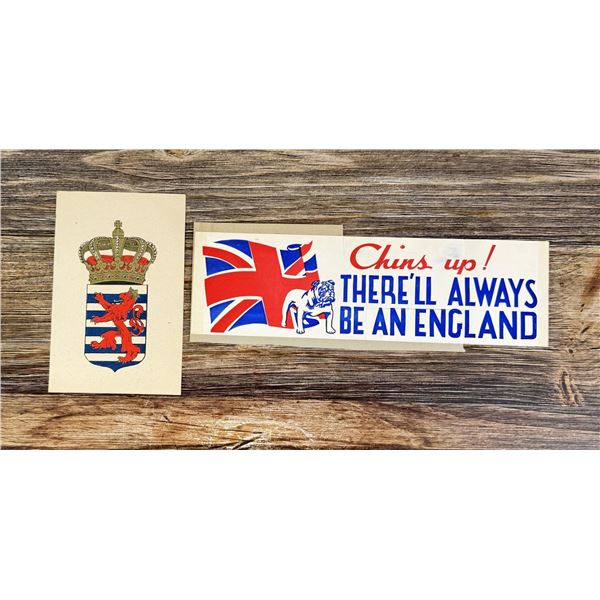 WW2 England and Luxembourg Bumper Stickers Decals