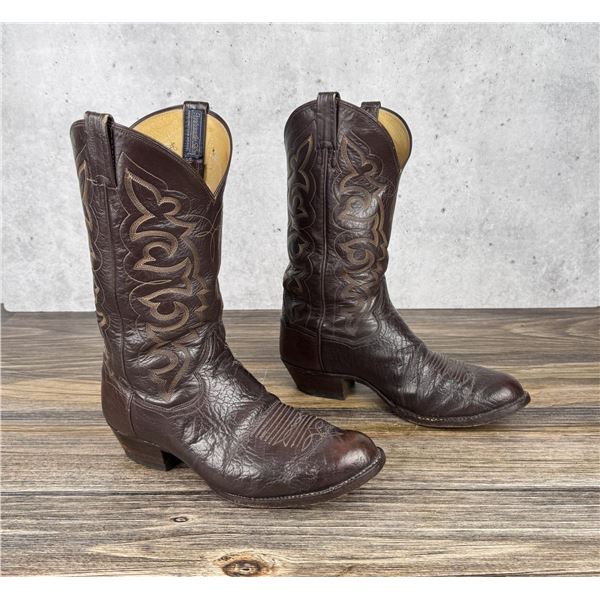 Vintage Brown Leather Panhandle Slim Cowboy Boots