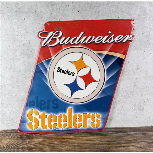 Budweiser Beer Pittsburgh Steelers Metal Sign