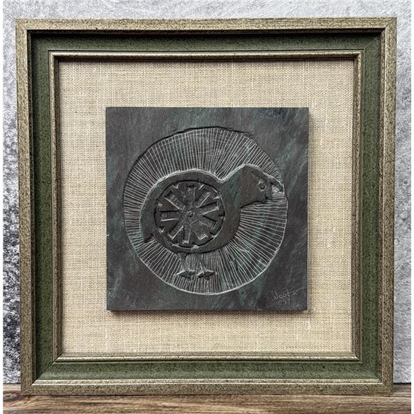 Southwestern Slate Relief Carving Of Quail