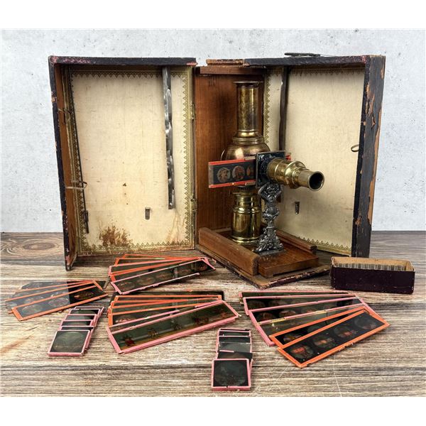 Jean Schoenner Magic Lantern Projector and Slides