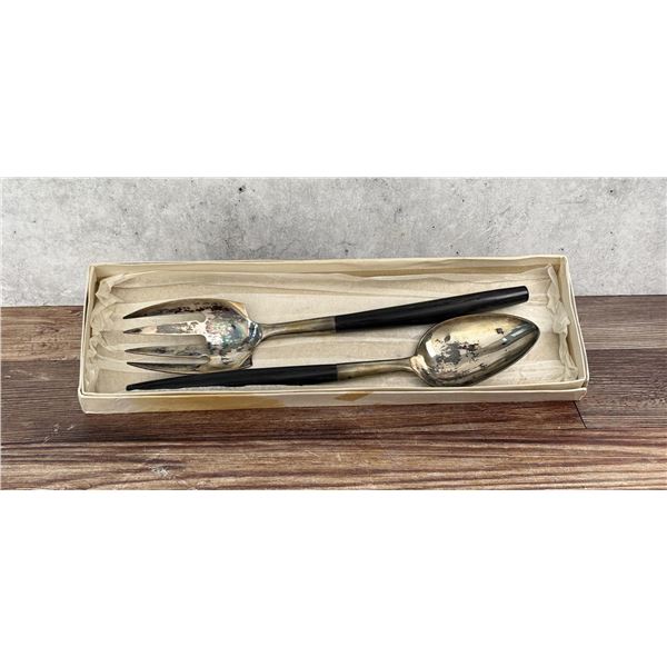 Mid Century Silver Plated Salad Set
