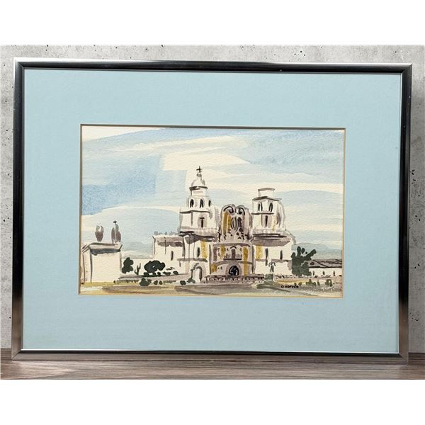 Mission San Xavier del Bac Watercolor Painting