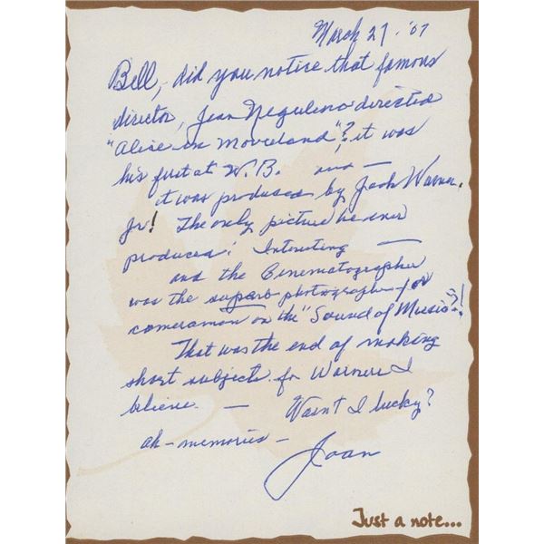 Yankee Doodle Dandie Joan Leslie signed letter