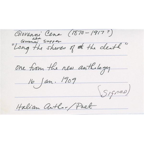 Italian Novelist Giovanni Cena signed book